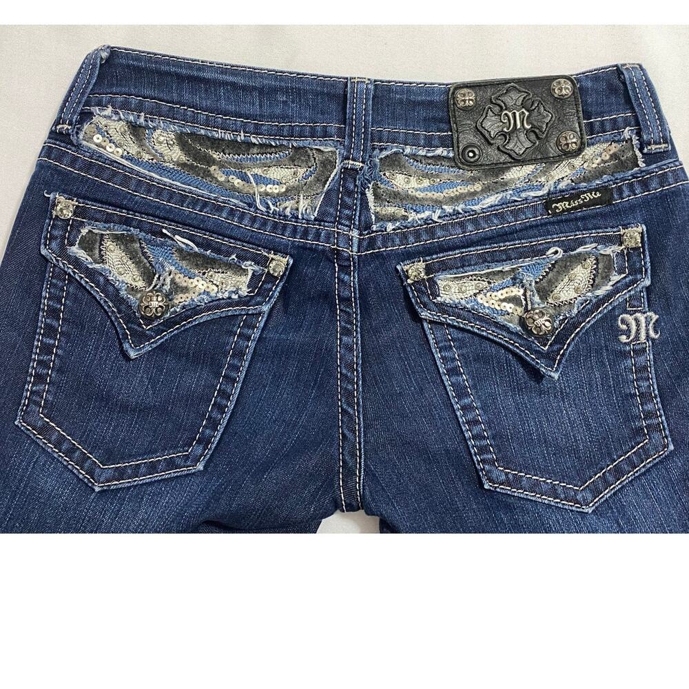 Miss Me Jeans, Rhinestone jp5124b6 Boot Blue Denim Size 27